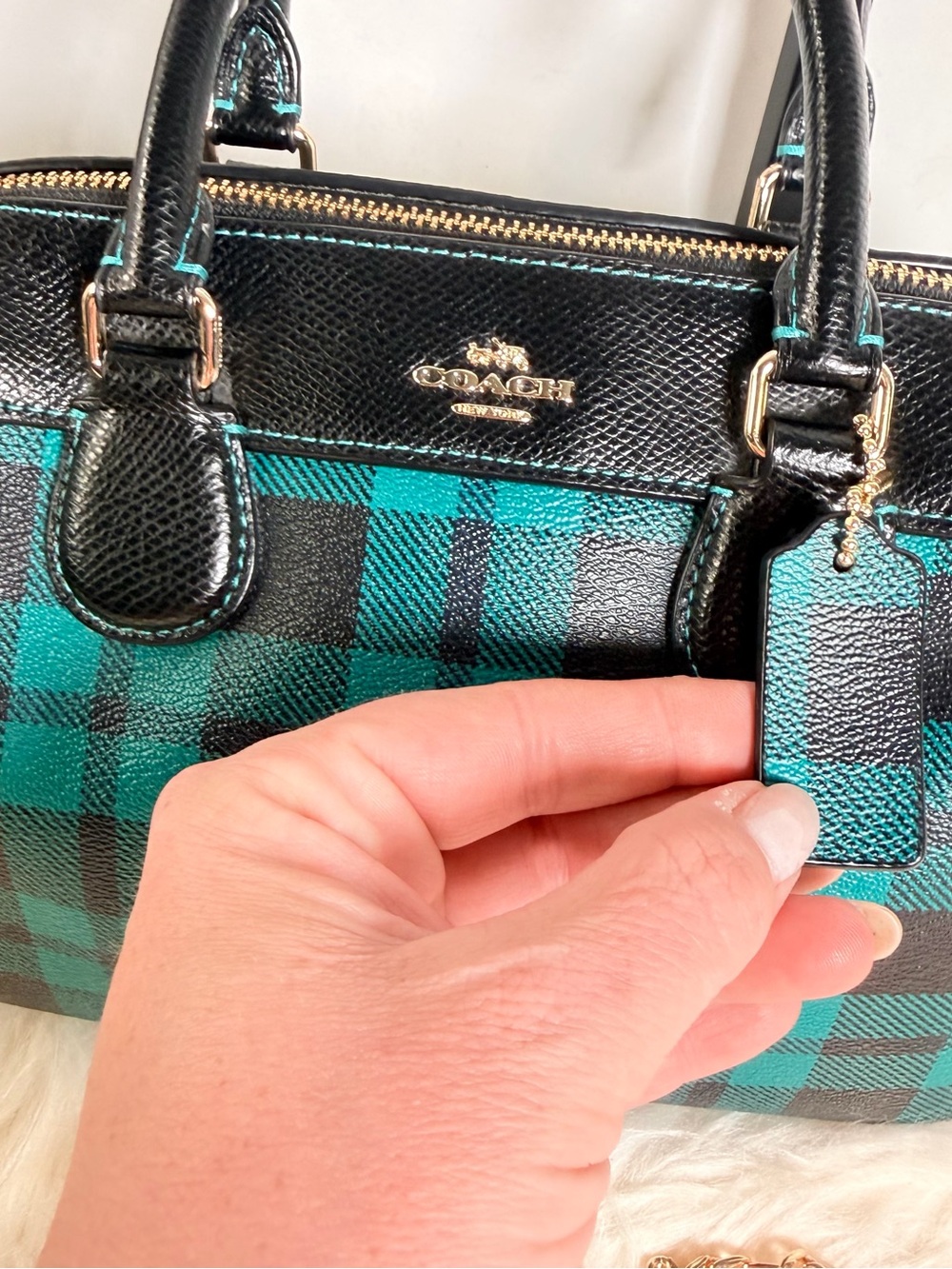 Coach Mini Bennett Satchel Buffalo Plaid Check F55446 - Picture 2 of 7